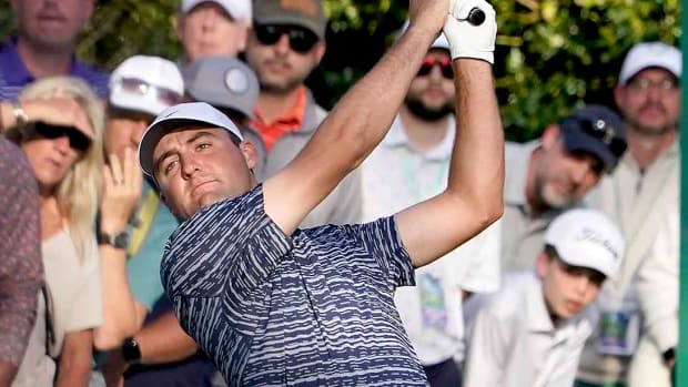 Scottie Scheffler, pictured on Sunday at Augusta National, won the 2022 Masters.